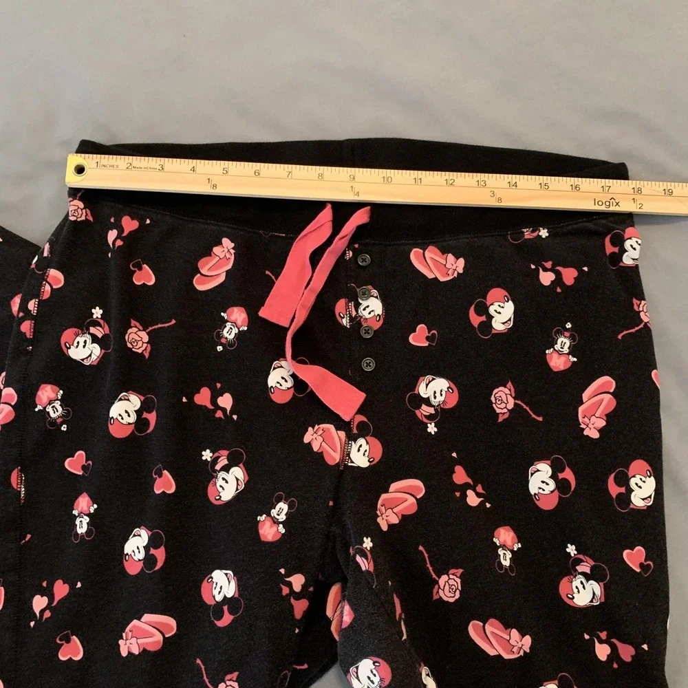 Disney Minnie Mouse Pajama Set Womens 2 Black Pink Tank Top Shorts Sleepwear - Picture 3 of 10
